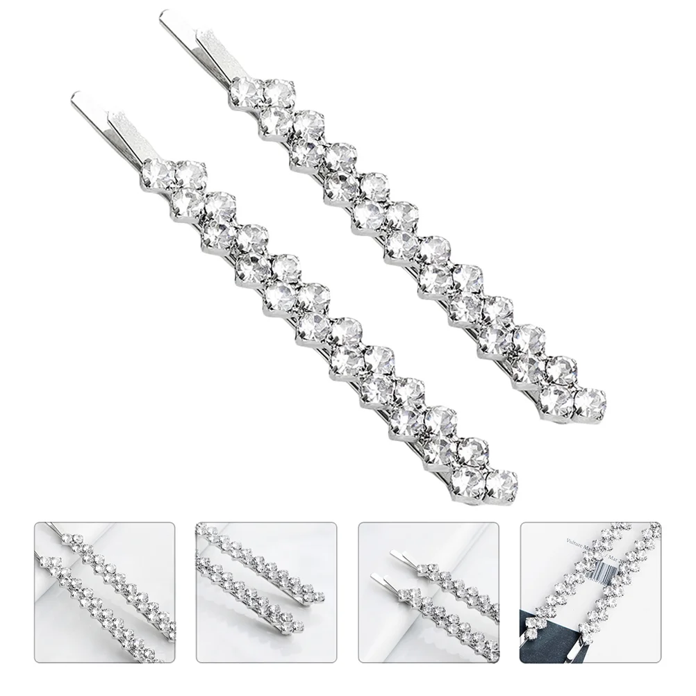 

4 Pieces Rhinestone Bobby, Clear Hair Metal Shiny Hair Clips Wedding Party Accessories for ( Silver )