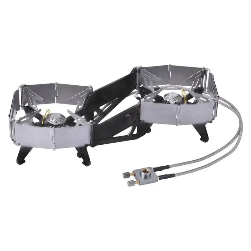 

Портативная Складная Походная плита, высокомощная напольная двойная Концевая плита, ветрозащитная плита, горелка для кемпинга, пикника, газовая плита