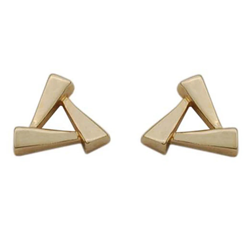 

Korean 925 Sterling Silver Plated 14K Gold Stud Earrings for Women Geometric Rotating Triangle Simple Sports and Leisure Jewelry