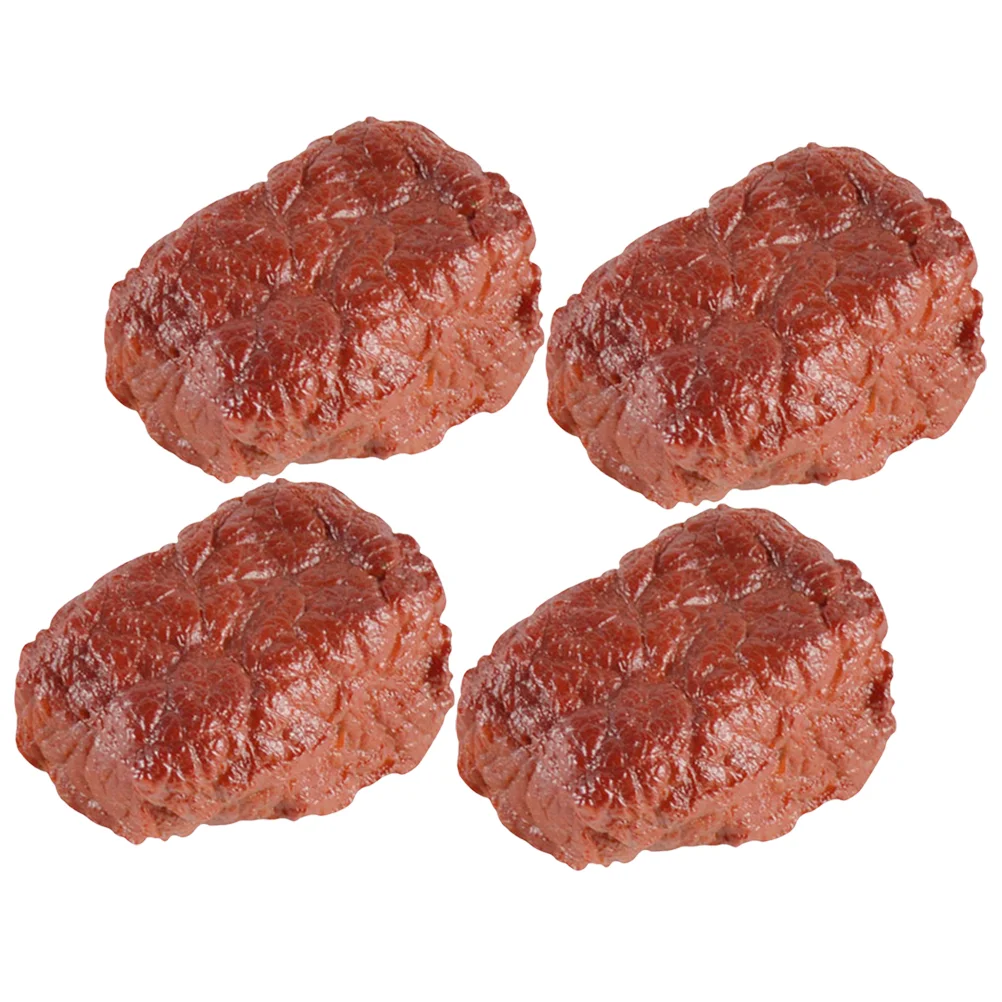 

4 Pcs Meat Model Simulated Beef Nuggets Child Kids Toys Fake Steak Blocks Pvc Artificial Prop