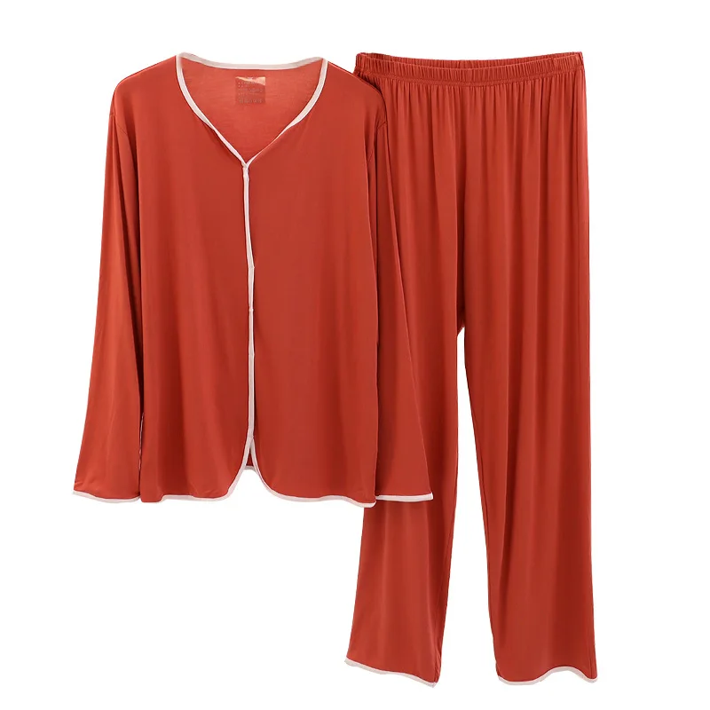 2022 New women's modal leisurewear female thin long sleeve pajamas loose slacks two-piece outfit  pijamas de mujer manga larga