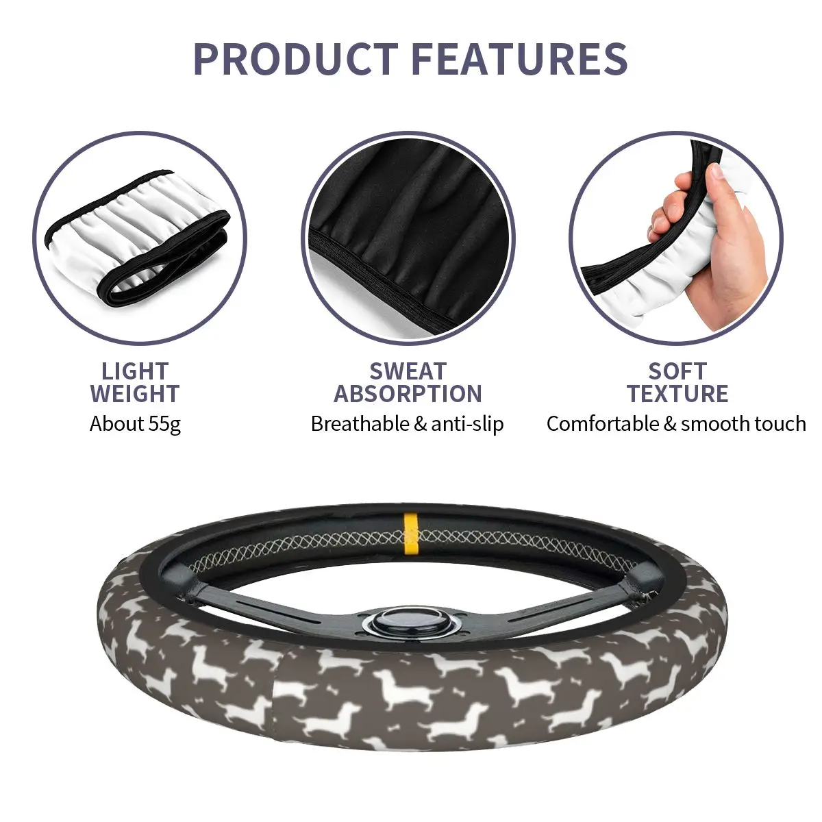 37-38 чехол рулевого колеса автомобиля такса собака животное эластичный Стайлинг