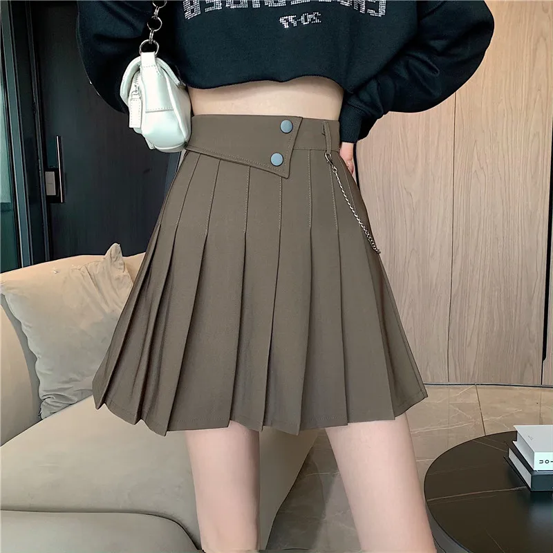 black denim skirt Fashion Ins Chic Irregular High Waist Design Mini Skirt Preppy Style Pleated Skirts Womens 2022 Spring A Line Jupe Femme red skirt