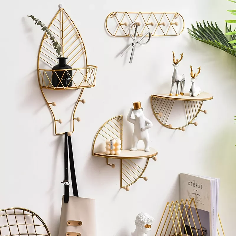 

NEW2022 Nordic Golden Hook Display Rack Creative Iron Clothes Key Hanger Storage Holders Door Entrance Wall Hanging Decorative O