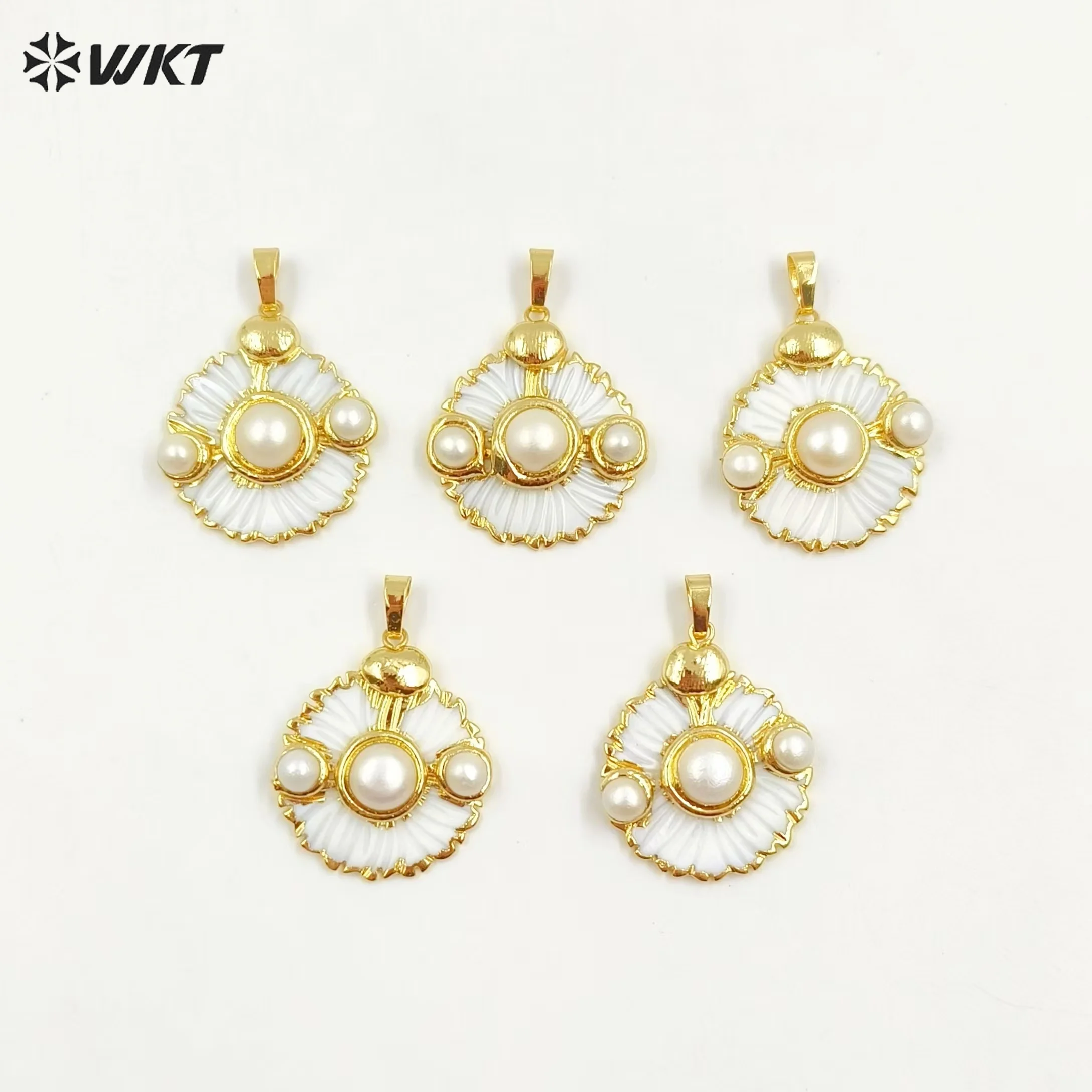 WT-JP395 Популярный легкий модный кулон из жемчужной ракушки с 18-каратным настоящим