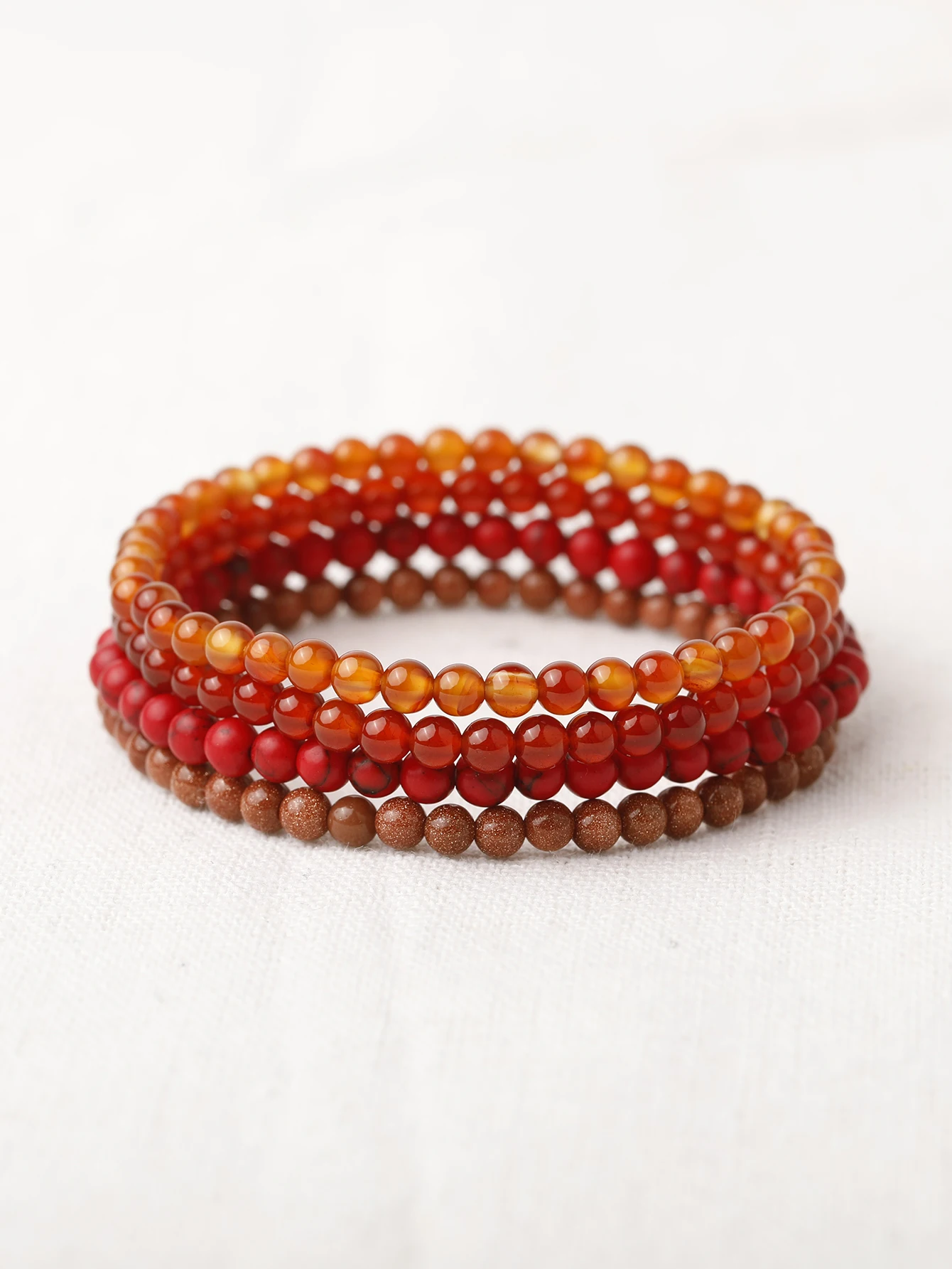 OAIITE Natural Stones Agate Beads Bracelets for Women Men Sets 4MM Sandstone Red Turquoise Boho Yoga Meditation Fashion Jewelry