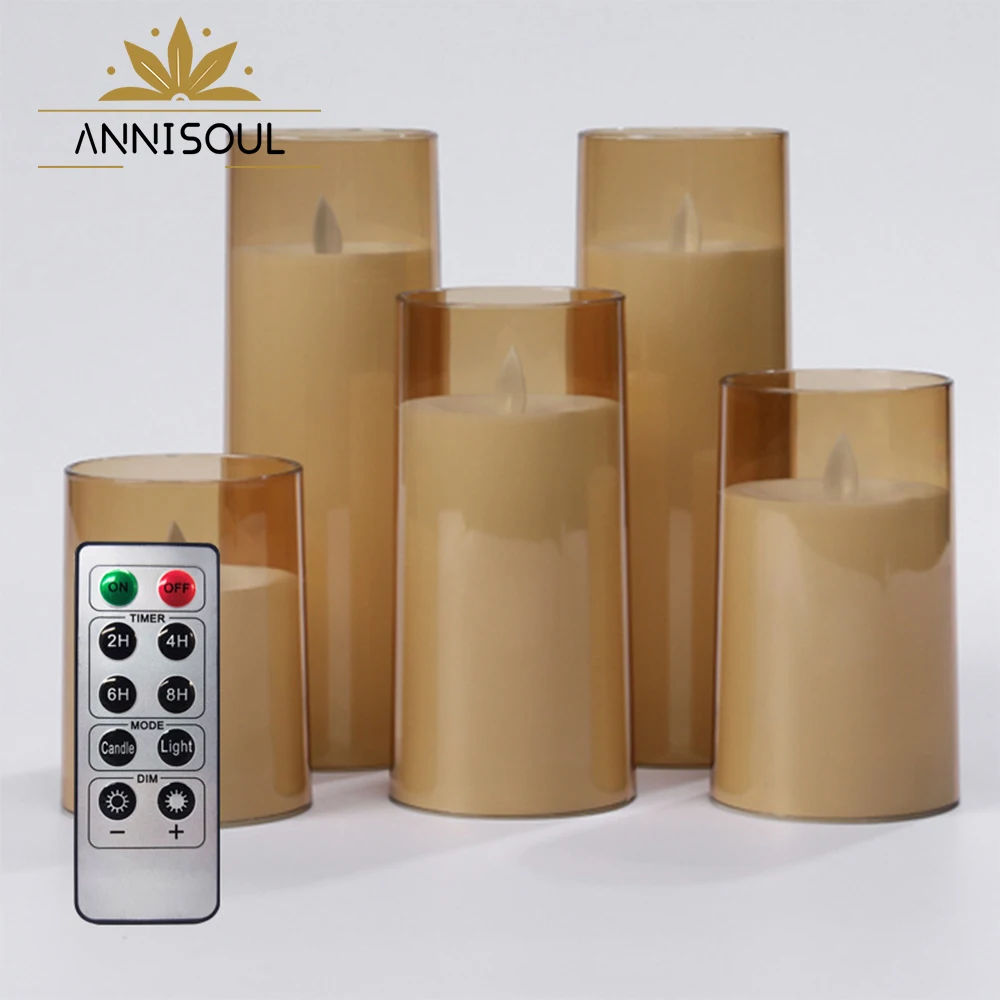 ANNISOUL Flameless Led Candle Set With 5PCS/SET With Battery Remote Control Indoor Candles Led Flameless Flickering Candle