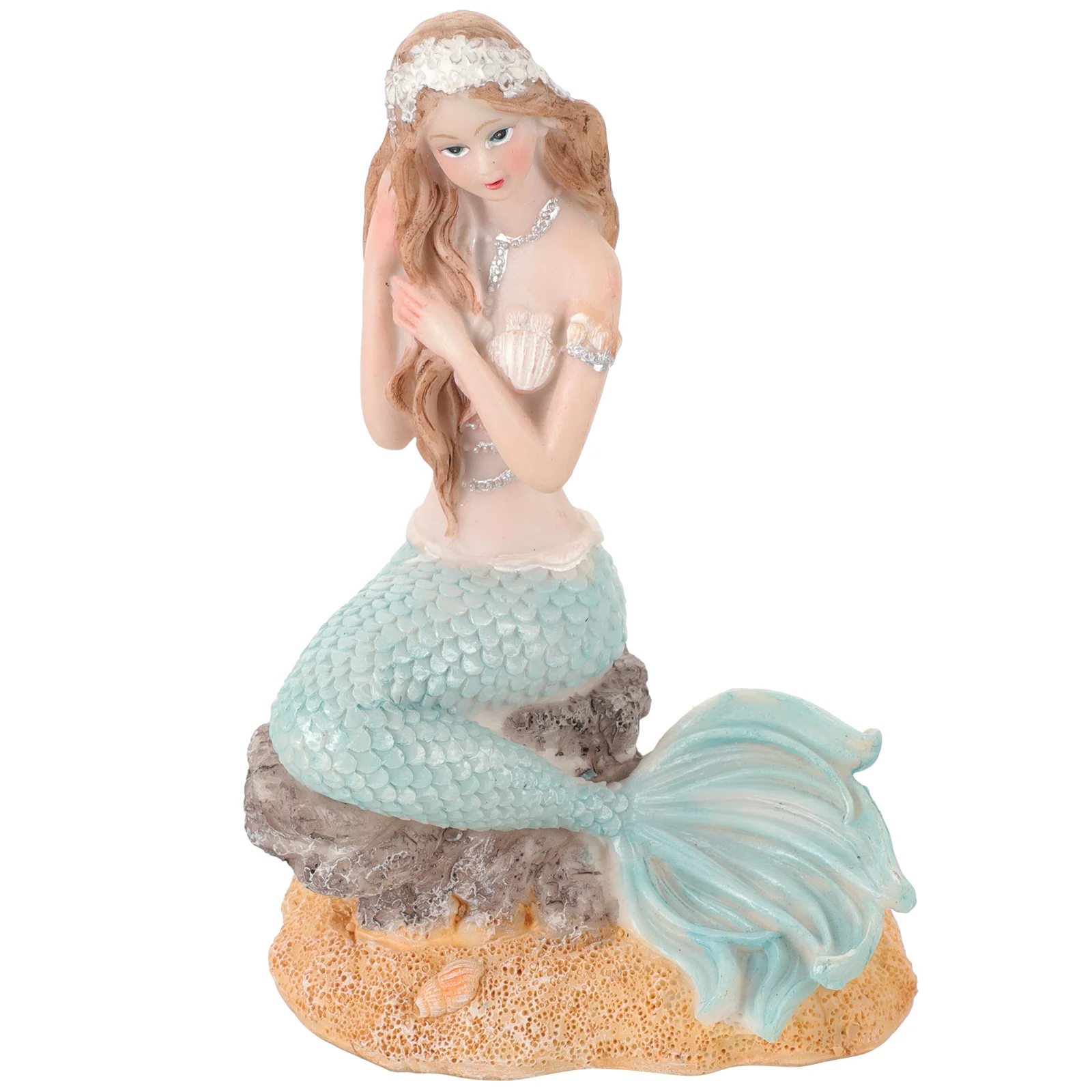 

Desktop Mermaid Decor Resin Mermaid Statue Ornament Photography Prop Aquarium Decor