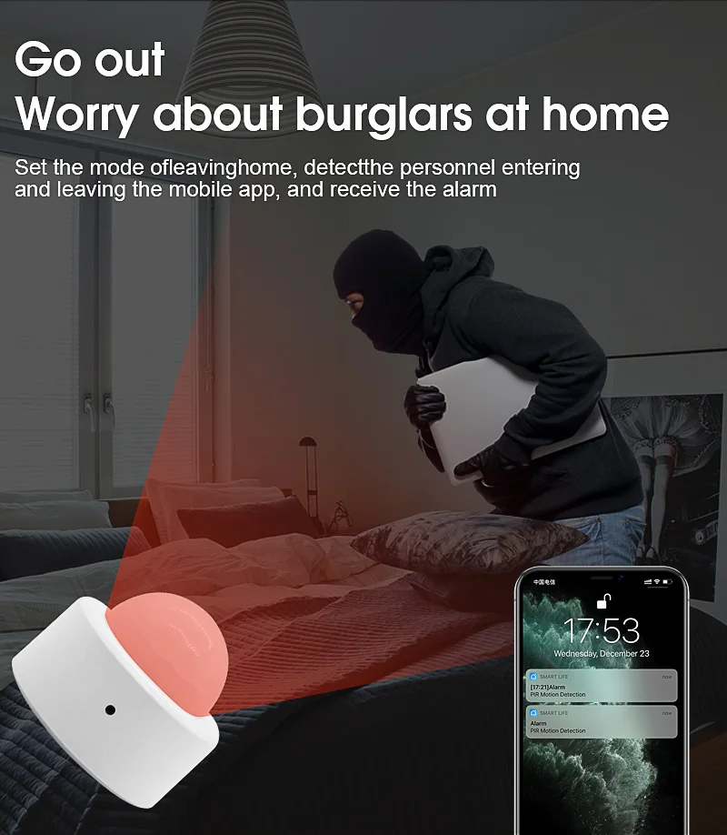 Беспроводной инфракрасный датчик движения человеческого тела Tuya Zigbee PIR ZM-35ZH-Q