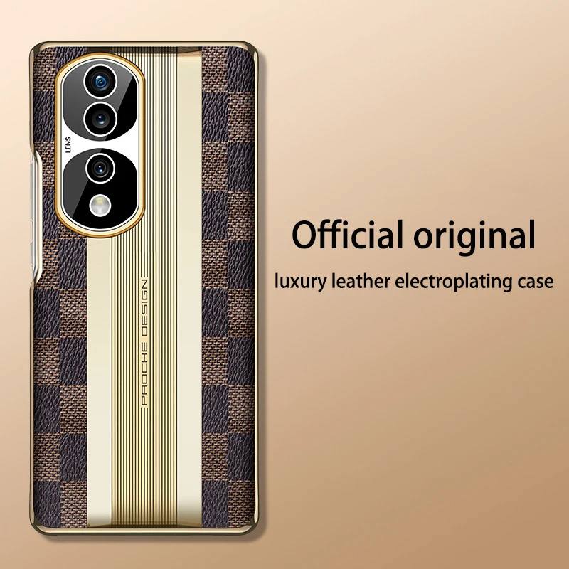 

Luxury Genuine Leather Case For Honor 70 60 50 magic 4 3 pro lite X30 Full Camera Protection Ultrathin electroplate Cases coque