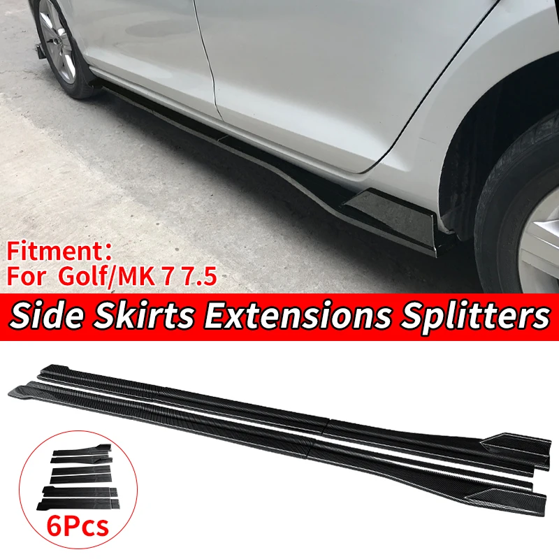 

6pcs Car accessories Side Skirt Extension Splitters Body Apron Lip Splitter Winglet For 2014-2019 Golf MK7 7.5