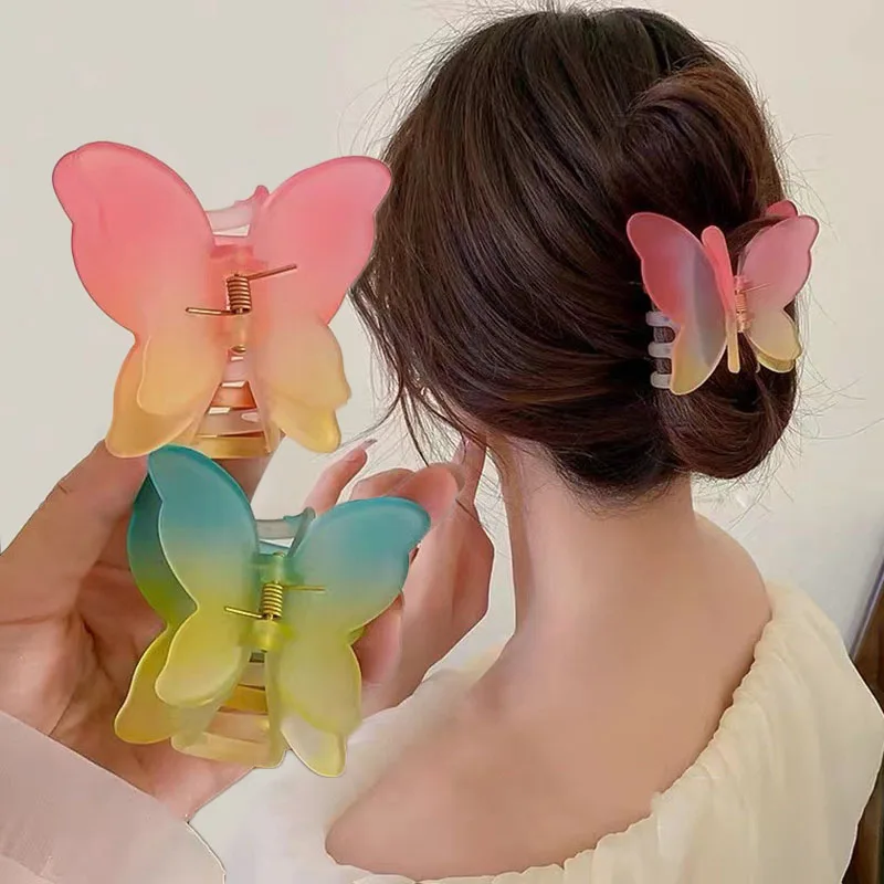 

Fashion Fairy Butterfly Hair Clip Women Girls Gradient Hair Clips Claw Crab Barrette Sweet Simple Hair Clamps Hair Accessories