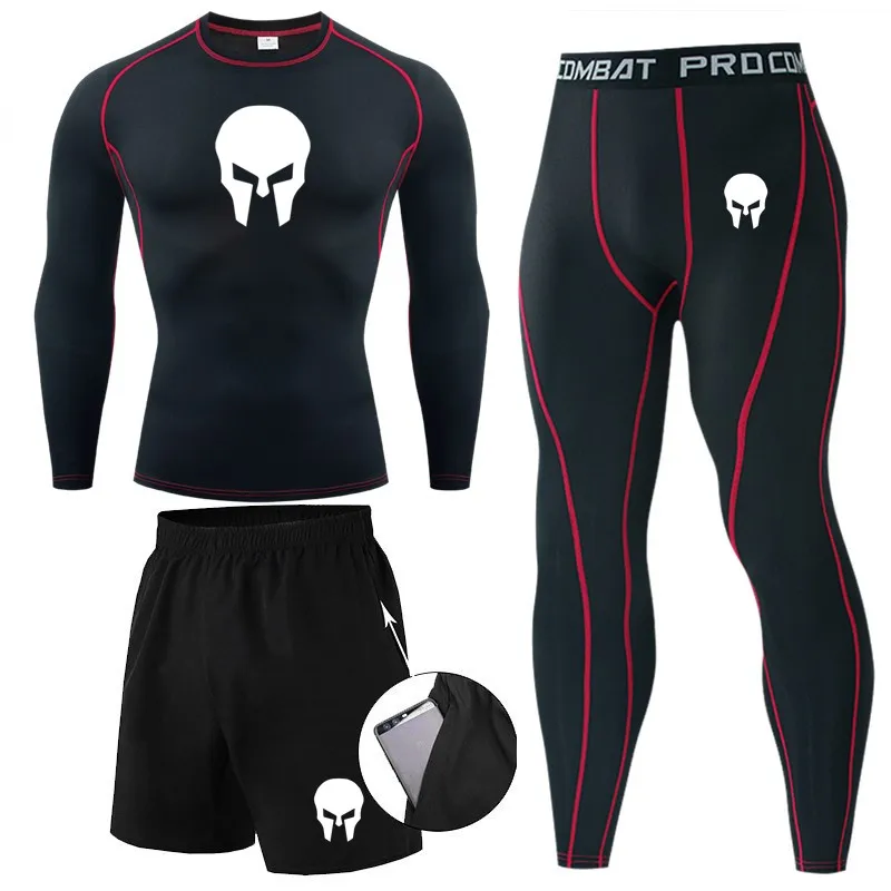 Men's Running Suit Thermal Underwear Kit Sports Compression Clothing Tracksuit For Men Fitness Slim Joggers Base Layer Set