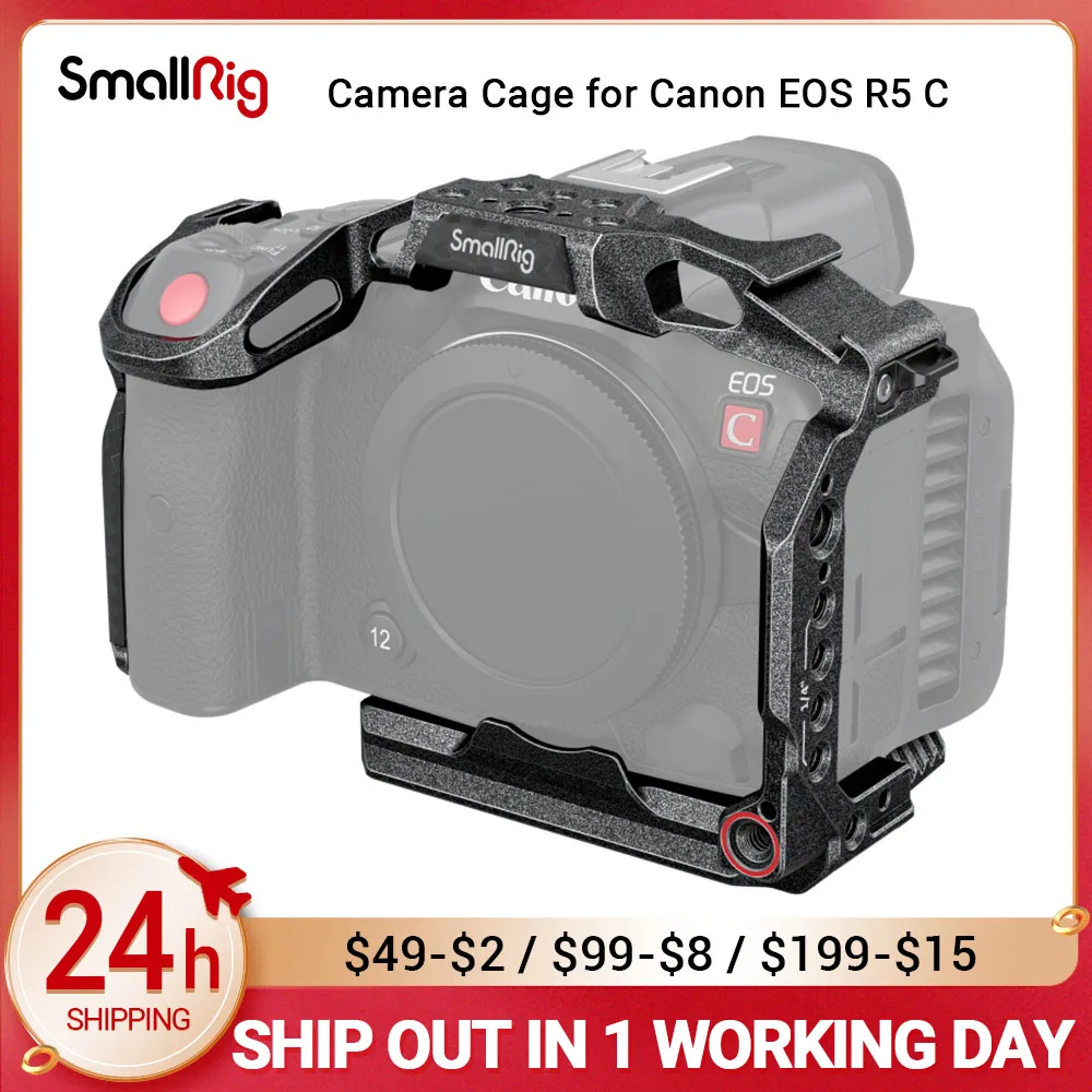 

SmallRig “Black Mamba” Camera Cage for Canon EOS R5 C All-in-one Form-fitting Full Cage Extended Baseplate for Various Shooting