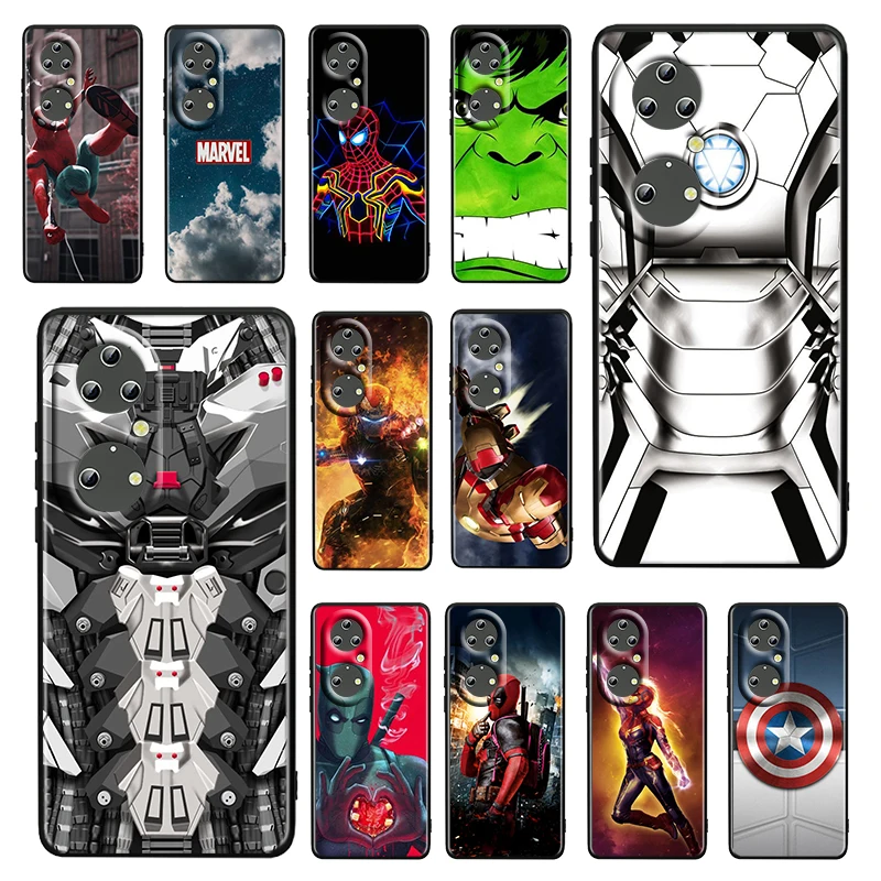 

Hero Spiderman Marvel For Huawei P50 P20 P30 P40 P10 Pro Lite E Plus P9 Lite Mini 5G Silicone Soft Black Phone Case Fundas Cover