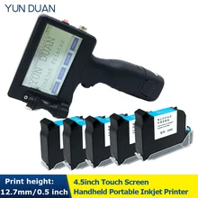 Handheld Touch Screen Inkjet Printer Laser coder Label Print Machine 600DPI 12.7mm USB QR Code QR Bar code Production Date logo