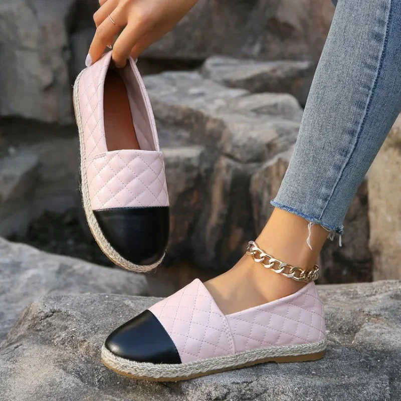 Эспадрильи женские на плоской подошве удобная повседневная обувь без застежки