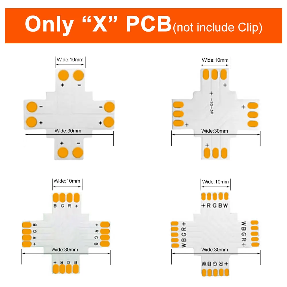 Беспаечный разъем для светодиодной ленты, 2-контактный, 3-контактный, 4-контактный, 5-контактный, L T X, бесплатная пайка, подключение 10 мм WS2812B WS2811 SK6812 5050 RGB Light