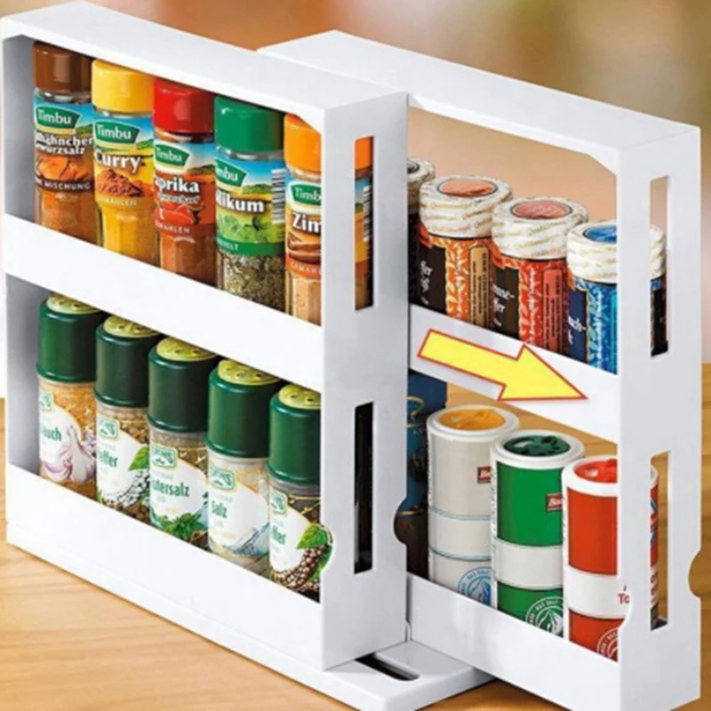 

Многофункциональная вращающаяся стойка для хранения, кухонная стойка-органайзер для специй