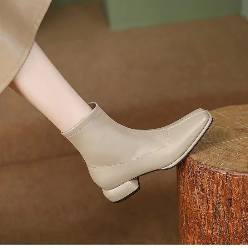 

Женские ботинки коллекции весна-осень 2022, модные женские ботинки на молнии, привлекательные ботильоны с квадратным носком, классические короткие ботинки для поездок