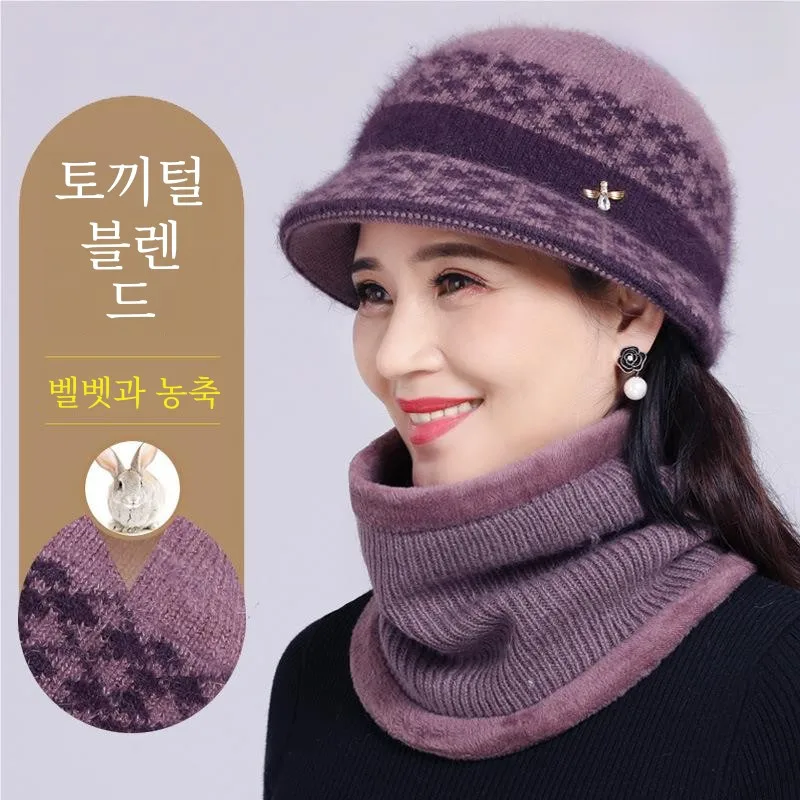 Зимняя тёплая шерстяная шапка на флисовой подкладке для женщин среднего