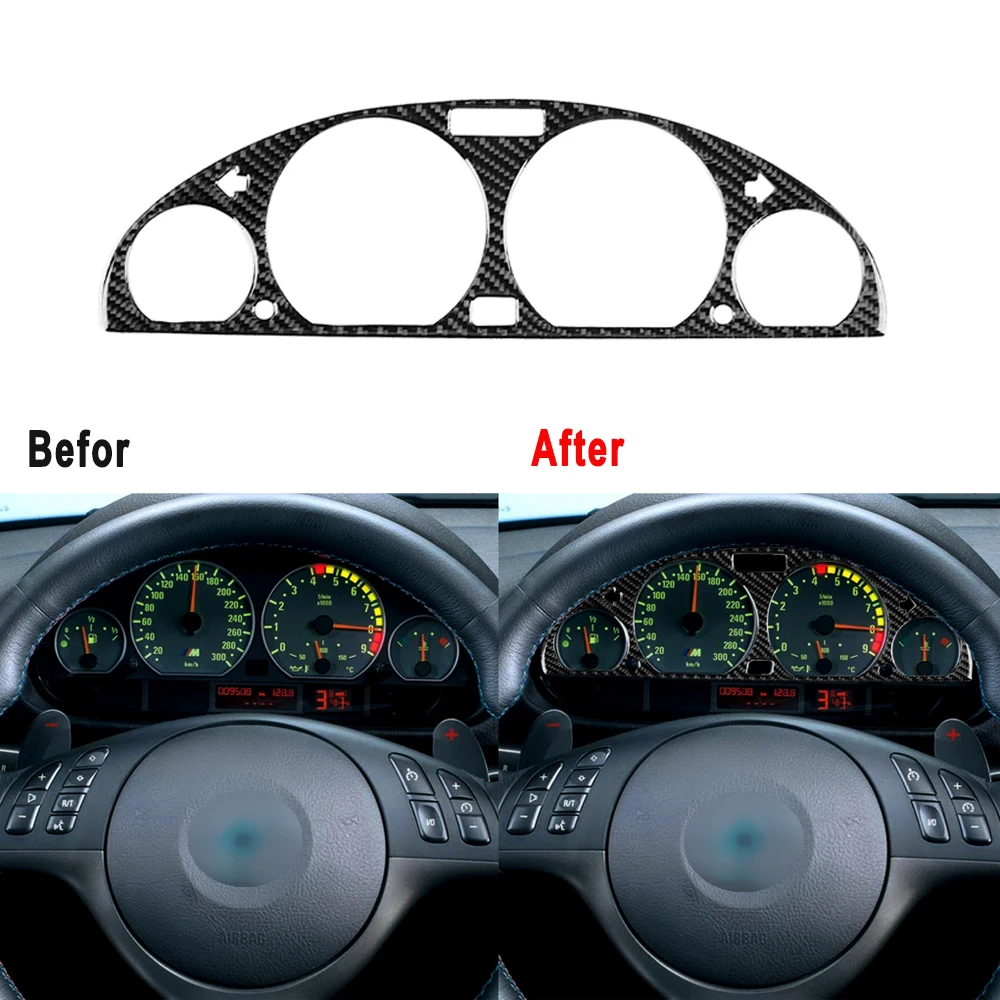 

For BMW E46 M3 1998-2005 Carbon Fiber Internal Instrument Panel Decorative Frame Dashboard Cover Stickers Trim Interior