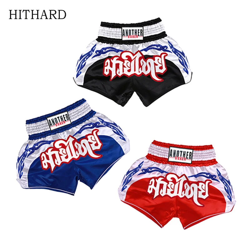 

Боксерские шорты для мужчин и женщин, детские шорты из сатина и полиэстера с вышивкой для муай-тайского бокса, борьбы, кикбоксинга, боксерские шорты