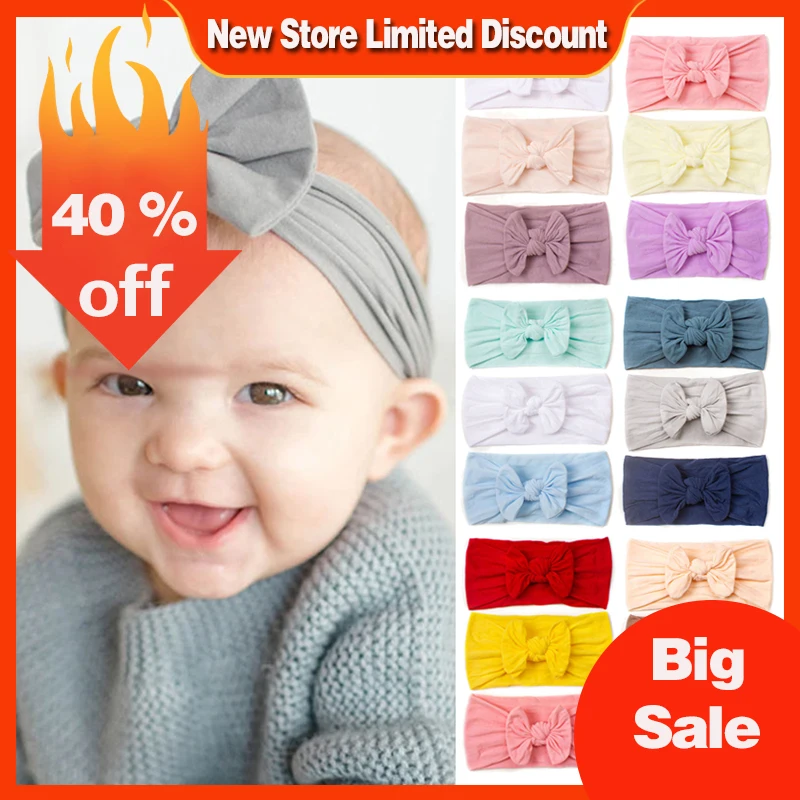 

3Pcs/Set Newborn Baby Headband For Girls Elastic Nylon Children Turban Cute Baby Bows Soft Headwear Hair Accessories Headwrap