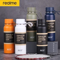 realme double stainless steel sport vacuum flask outdoor climbing fitness thermal bottle coffee tea insulation cup 1100ml