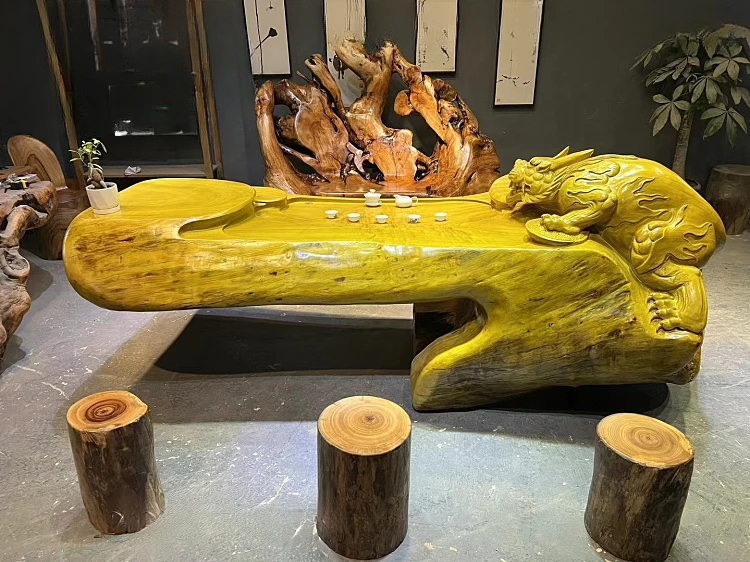 Общий властный Золотой проволочный журнальный столик из твердой древесины nanmu