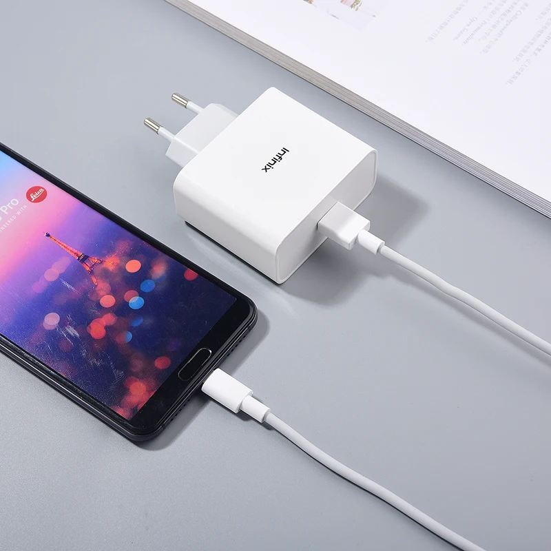 Infinix 120 Вт Hyper Charger EU Plug Адаптер питания для быстрой зарядки 100 см USB-кабель типа C Note
