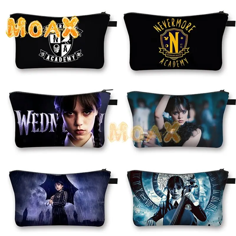 

Wednesday Addams Cosmetic Bag Casual Lipstick Makeup Bags Case Gothic Girls Nevermore Academy Women Toiletries HandBags Gift
