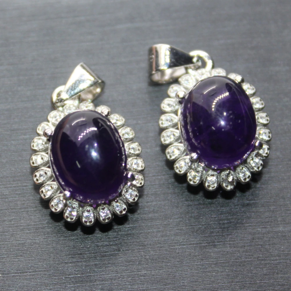 

2 шт., 100% натуральный аметист, Белый Медный кулон, камень, Размер прибл. 8*10 мм