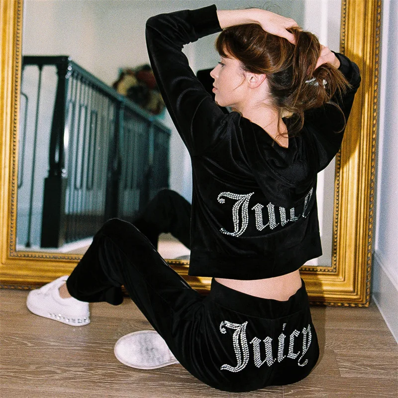 

New Women's Velvet Sweater Two Piece Set Women's Outfits Womens Two Peice Sets