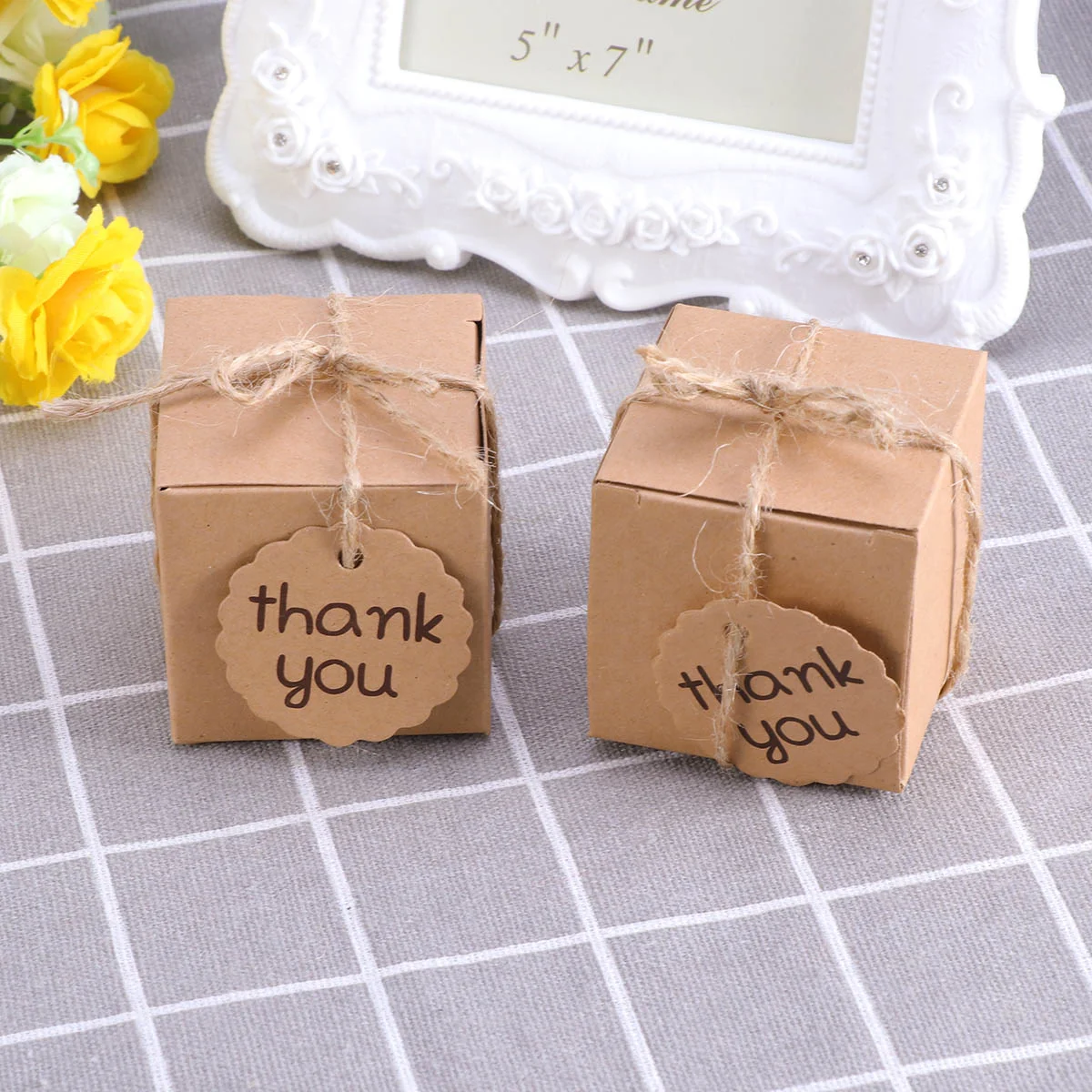 

Boxes Gift Candy Wedding Kraft Paper You Thank Favor Treat Box Brown Cookie Christmas Party Lids Giving Tiny Cotton Earrings