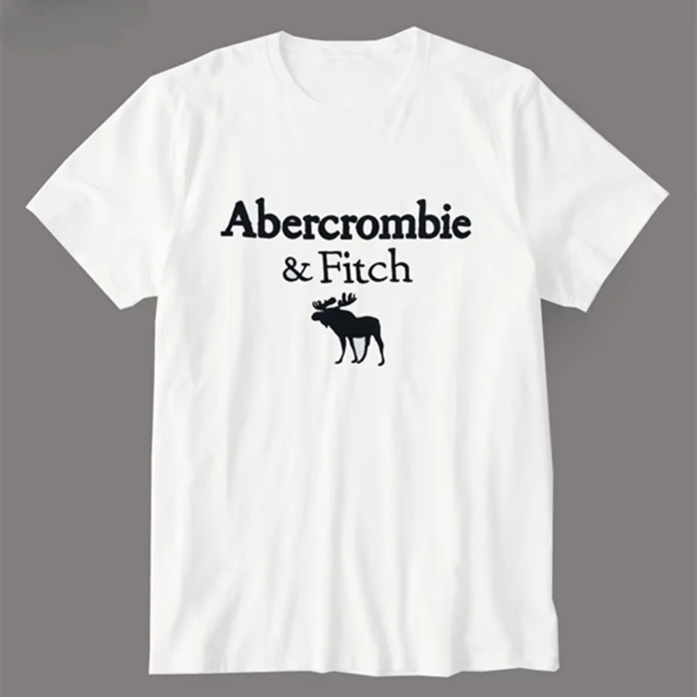 Хлопковая Футболка Унисекс Abercrombie Fitch С Вырезом Лодочкой И Дизайном Оленя