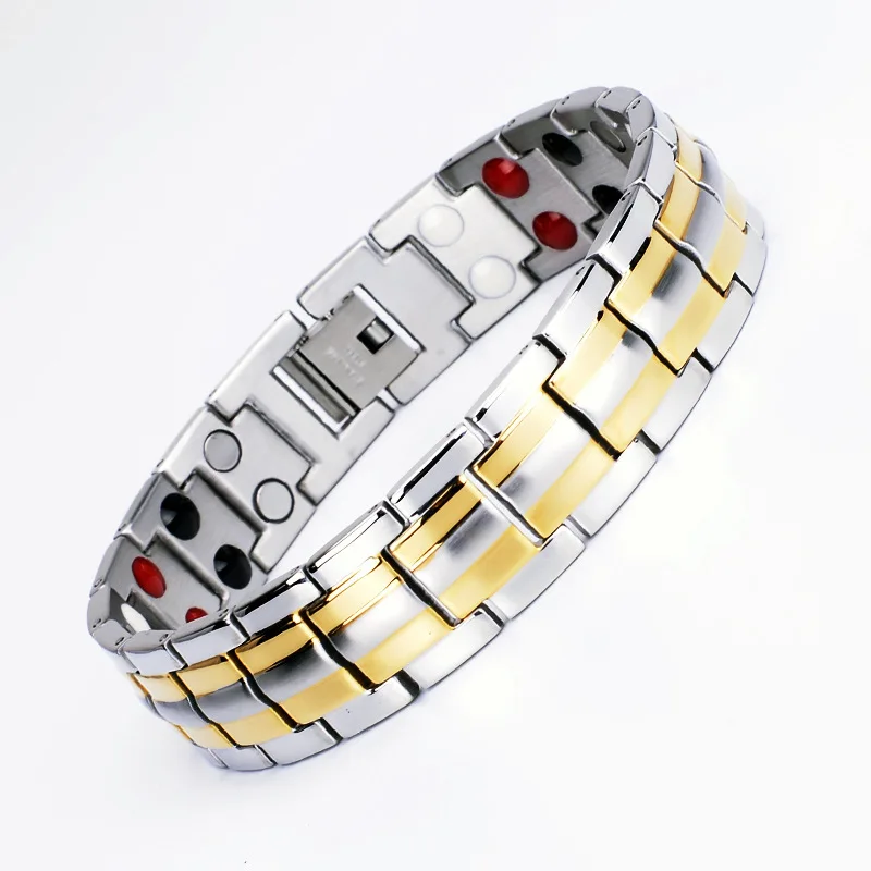 

Titanium Steel Bracelet 4-in-1 Magnetic Negative Ion Anti-radiation Far Infrared Germanium Energy Antioxidant Health Bracelet