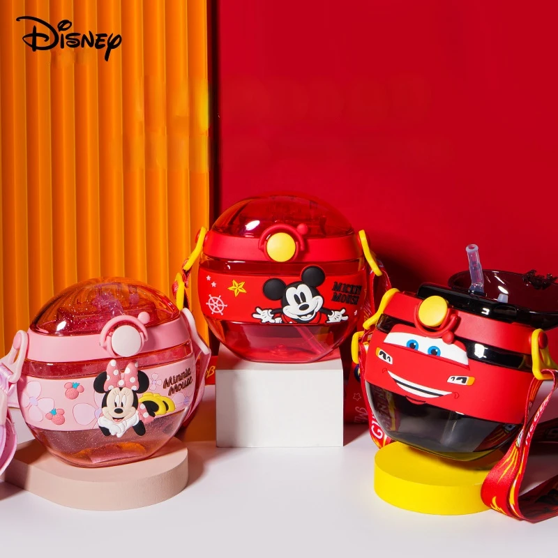 Kids Disney Cup with Straw Frozen Elsa Princess Doughnut Cute Water Bottle Minnie Mickey Mouse Sippy Cup Pixar Sullivan