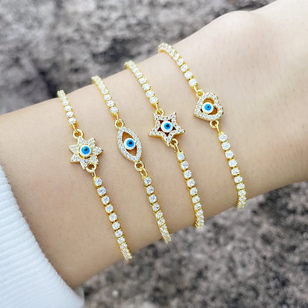 

Vlen CZ Turkish Evil Eye Bracelet for Women Jewelry Luxury Cubic Zircon Stainless Steel Chain Bracelets Evil Eye Pulseras