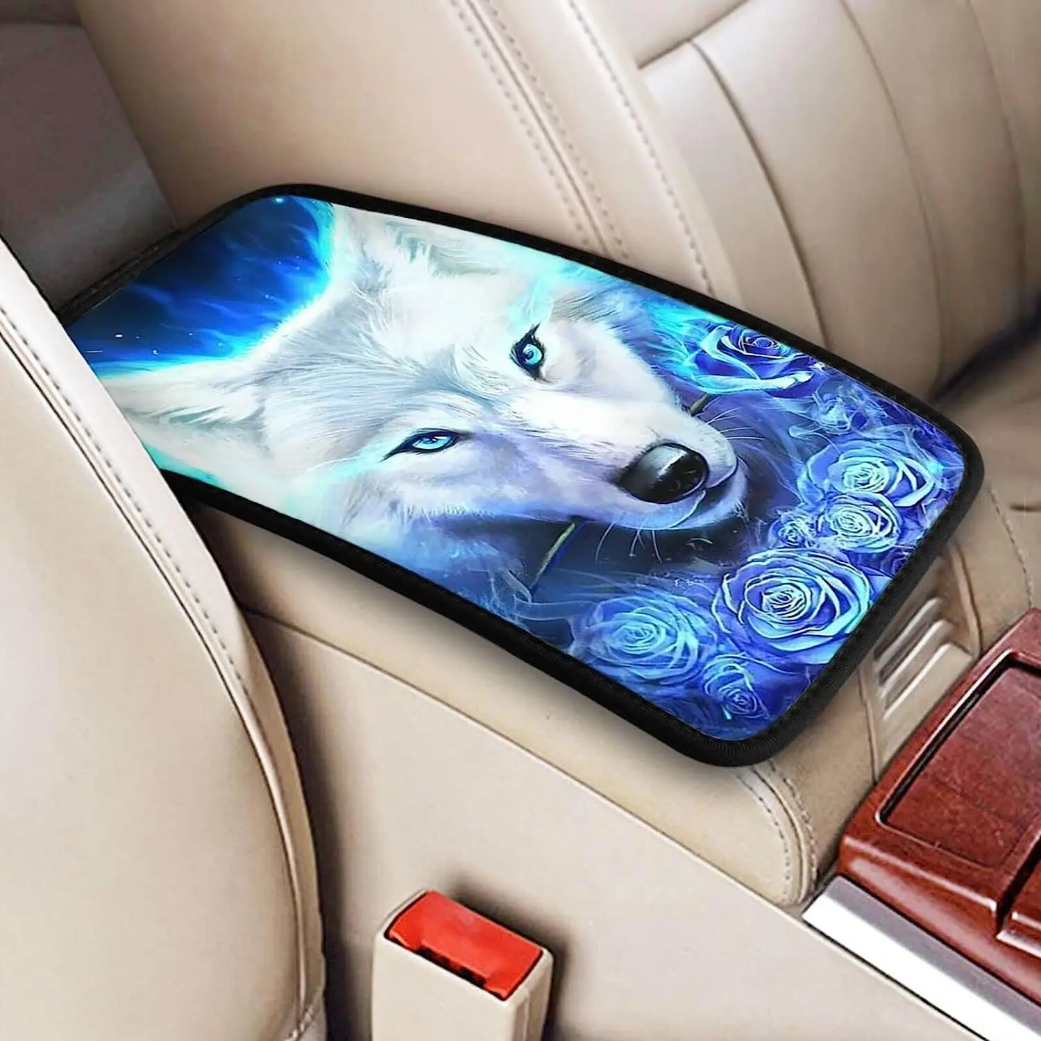 

Подлокотник для центральной консоли Rose Wolf, синяя универсальная Накладка для автомобильного сиденья