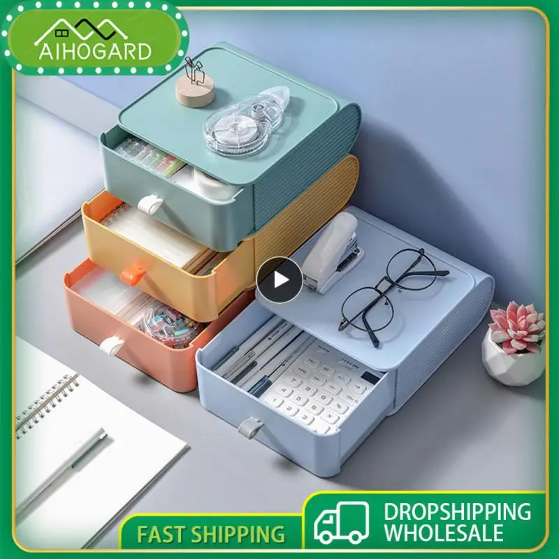 

Stackable Desktop Storage Box Plastic Sundries Storage Case Container Desktop Organizer Drawer Box Home Office Storage Box