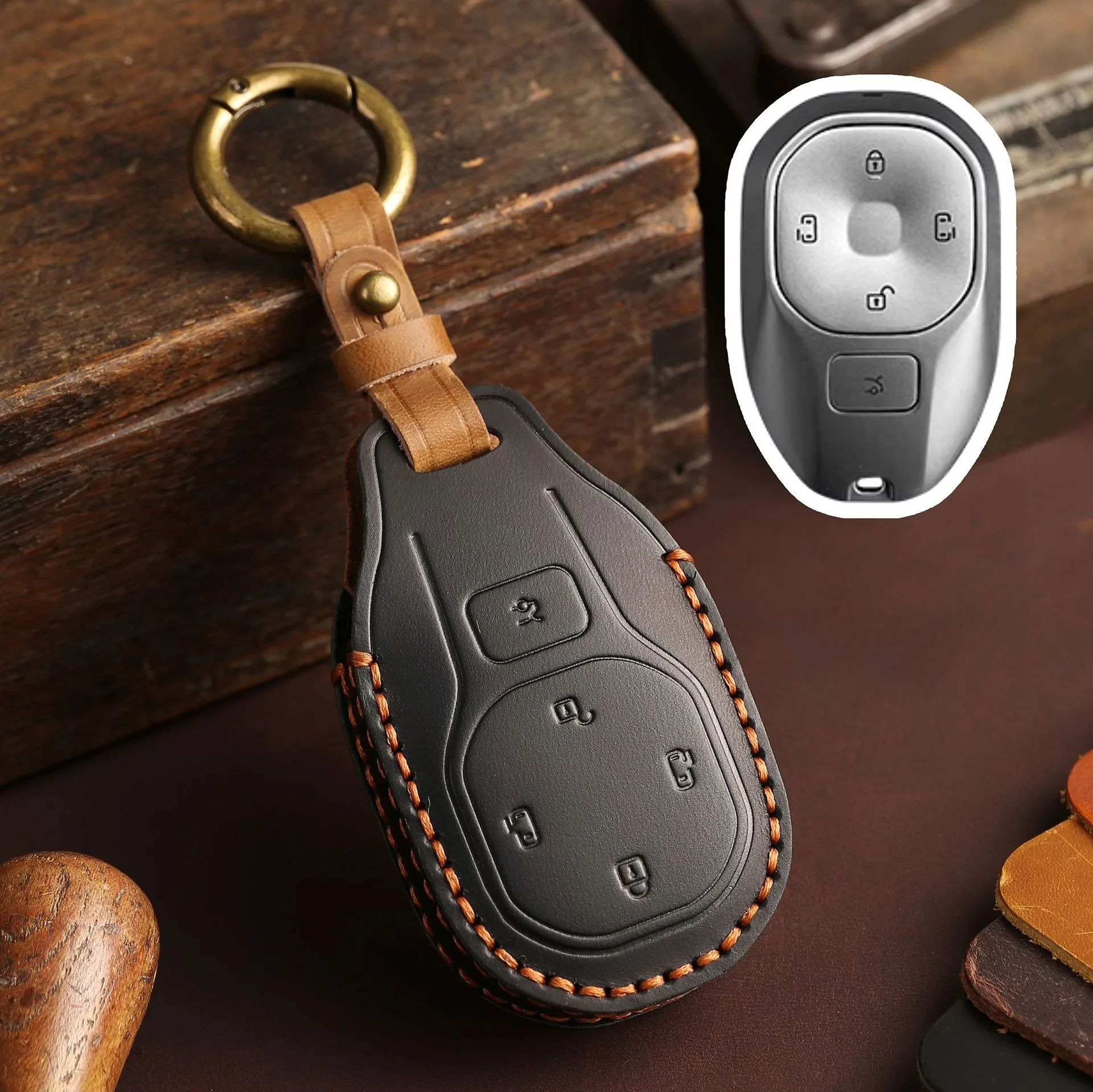 

Кожаный чехол для ключей с дистанционным управлением, сумка для ключей GAC Trumpchi 2021, Empow J11 J12 J13 J14 J15 J16 GS8, брелок