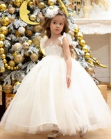 kids flower girl dress bows appliques tulle ball gown pageant dresses for girls first communion dresses
