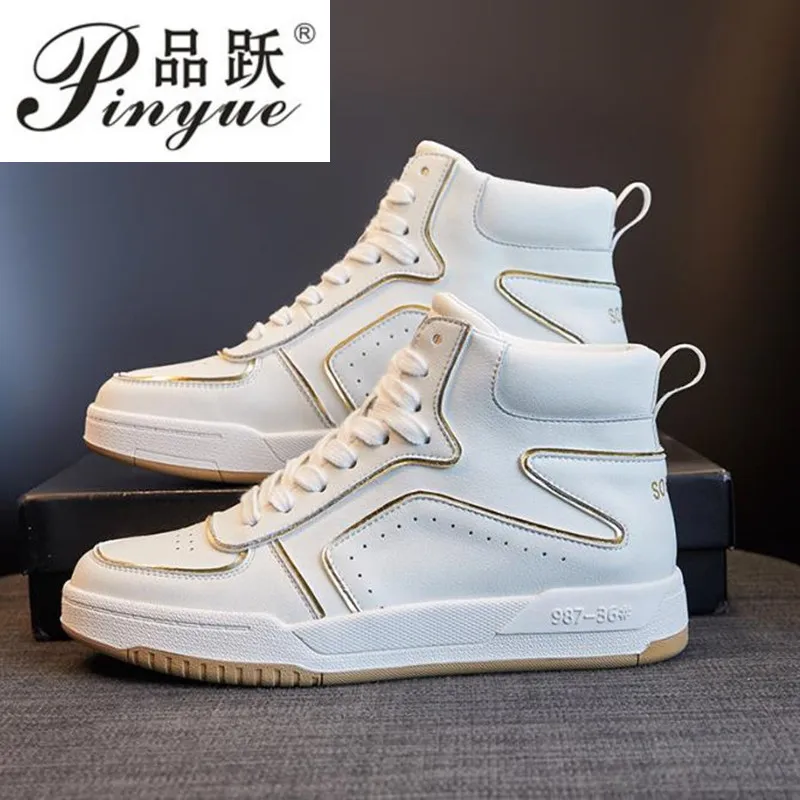 Кроссовки женские из натуральной кожи высокие Вулканизированная резиновая