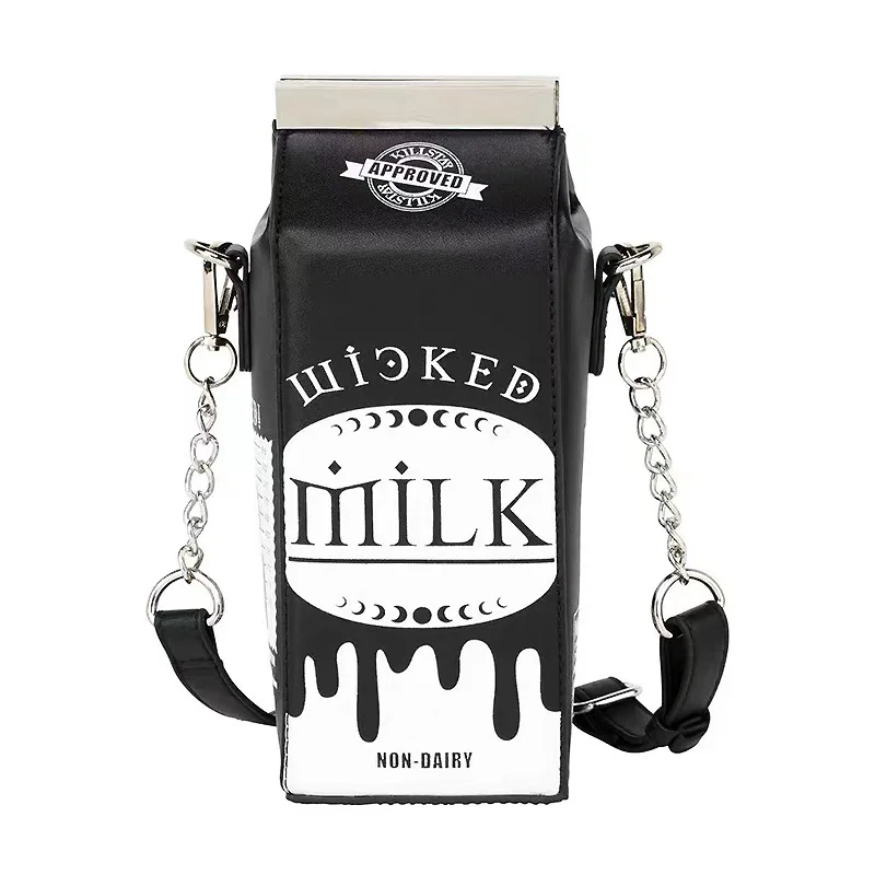 

2022 Milk Box Purses and Handbags for women Black Harajuku Style Female Shoulder Bags Punk Clutch with Chain Gothic Dark