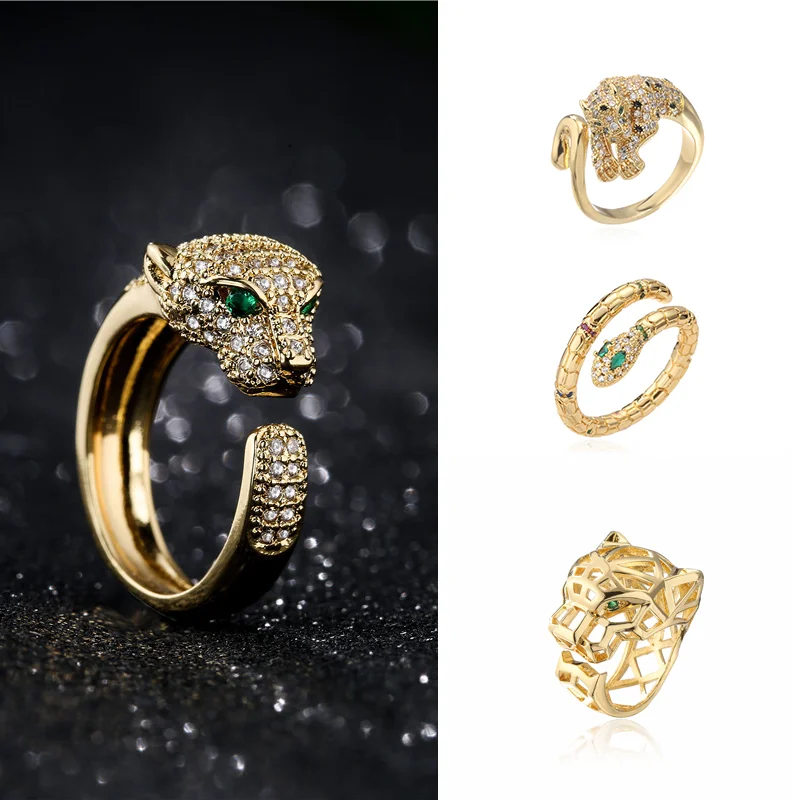 

Animal ring fashion trend atmosphere cute leopard open ring men's high-end light luxury niche design can be adjusted