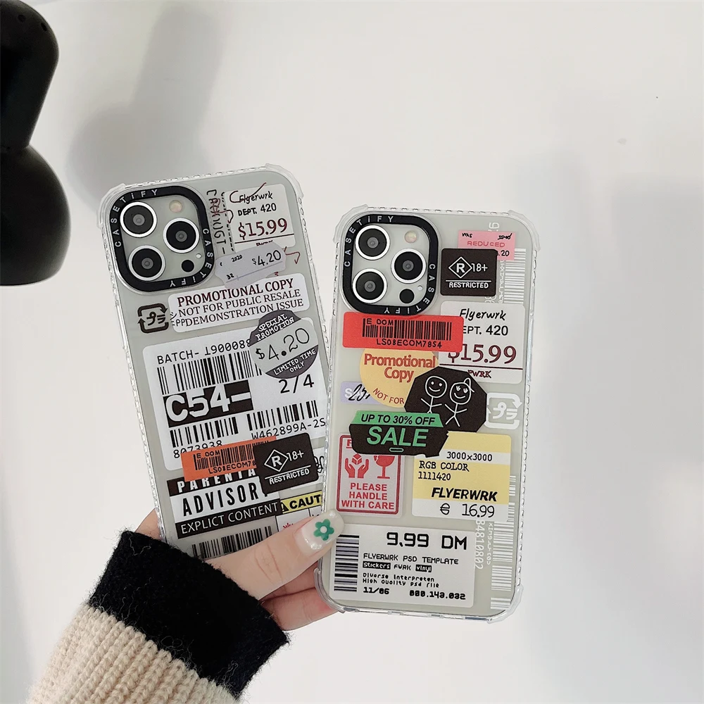 hot brand label warning phone cases for iphone 13 12 11 pro max xr xs max 8 x 7 couple soft silicon transparent tpu back cover free global shipping