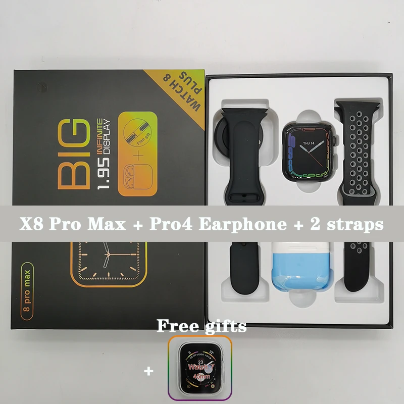 

X8 Pro Max Smart Watch + Pro4 3/4/5/6/10PCS Gift box Wholesale Women Men 1.95 inch