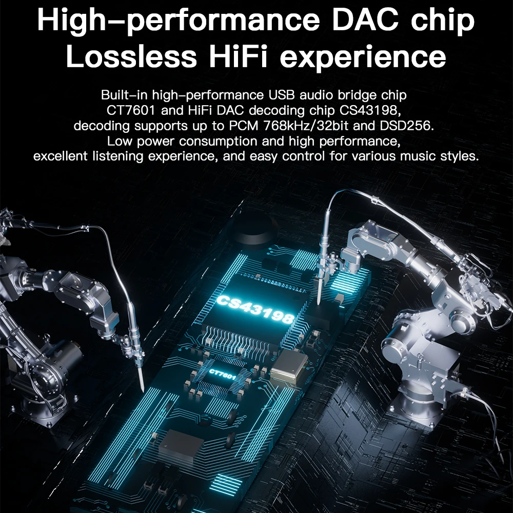 KEYSION 768 кГц DSD256 CS43198 + CT7601 USB ЦАП аудио HiFi декодер усилитель для наушников Type-C до 3 5