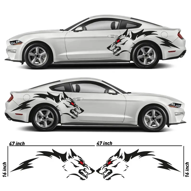 

Ford Mustang Coyote Head Wolf Outline- INCLUDES BOTH Sides. Decal Sticker Tribal Tattoo kit | Side of Car Graphic | Vinyl Decal